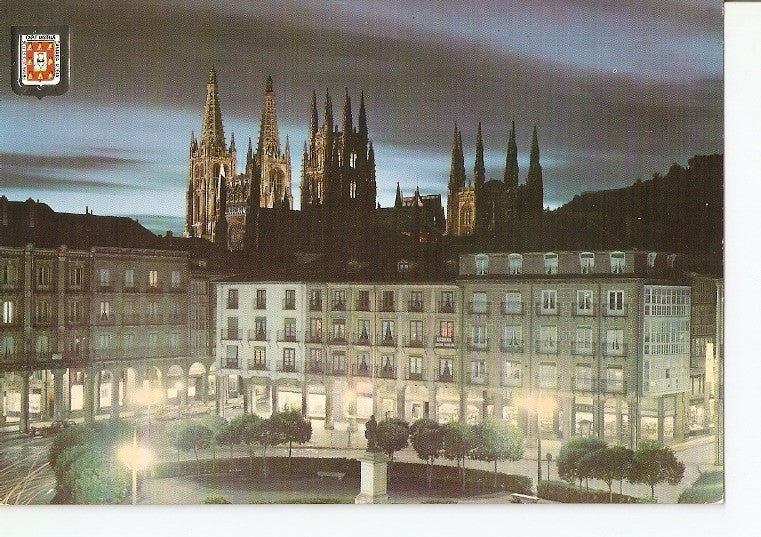 Postal 020463 : Plaza Jose Antonio y Catedral, vista nocturna - Burgos