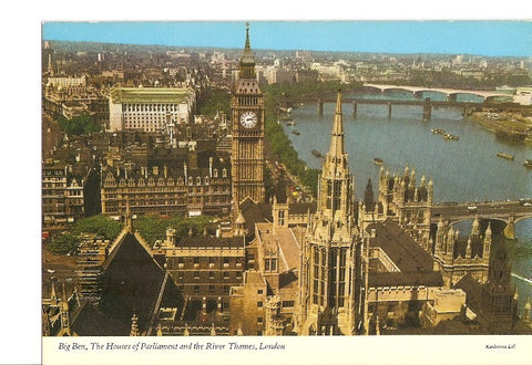 Postal 021327 : Big Ben, The Houses of Parliament and the River Thames, London