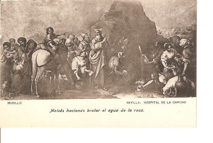 Postal 021381 : Moises haciendo brotar el agua de la roca