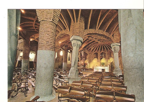 Postal 021400 : Cripa de la Colonia Güell;  interior