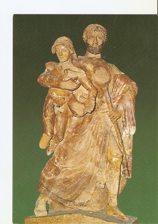 Postal 021656 : Gruppo di Zeus che rapisce Ganimede in ceramica attorno al 470 a.C. - olimpia