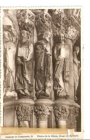 Postal 021825 : Portico de la Gloria, Grupo de Apostoles - Santiago de Compostela
