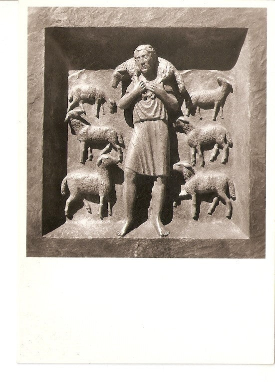 Postal 021934 : Der gute hirte, Grossmünster Zürich, Bibeltüre von Otto Münch 