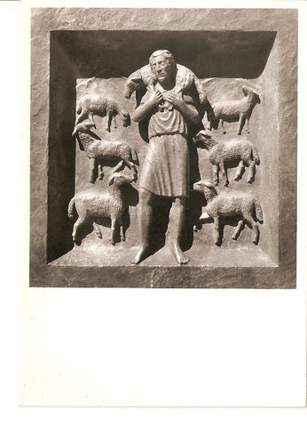 Postal 021934 : Der gute hirte, Grossmünster Zürich, Bibeltüre von Otto Münch 