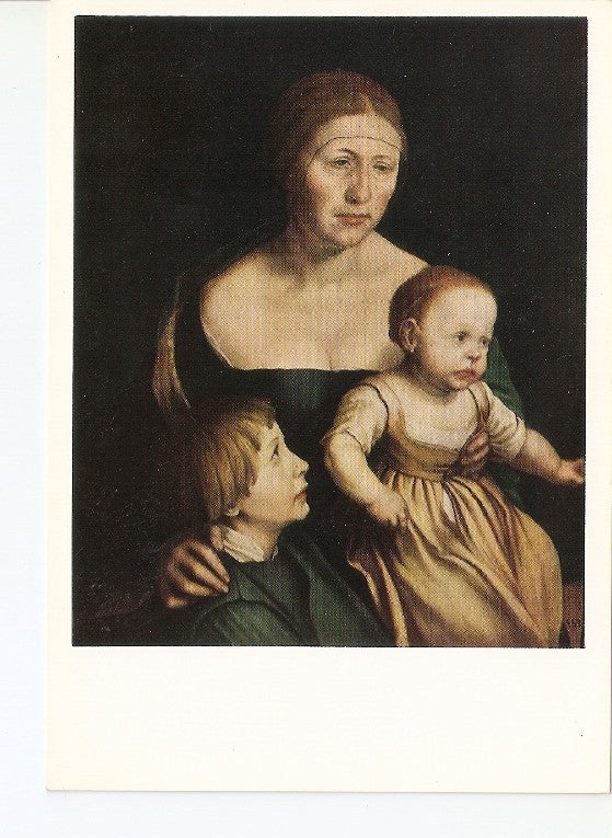 Postal 021961 : Wife with two Children 1528, Hans Holbein