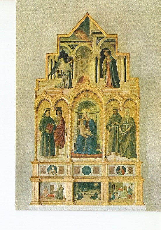 Postal 022160 : Our Lady with her Child and Saints: above the Annunciation