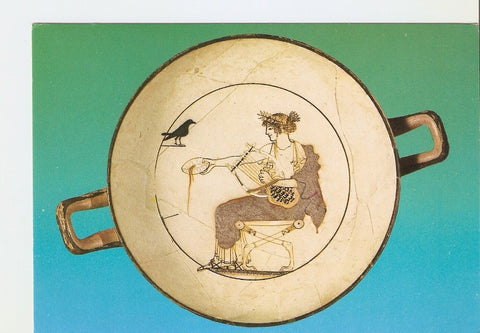 Postal 022179 : Whiteground cylix: Apollo with lyre pouring libation (first Half of 5th c. B.C.)