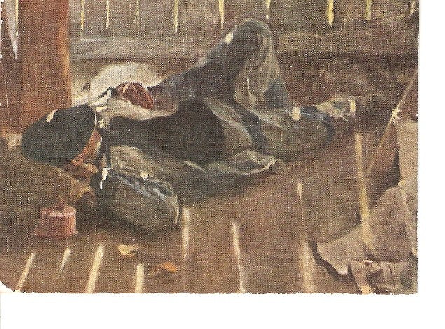 Postal 022331 : Pintura hombre echando siesta