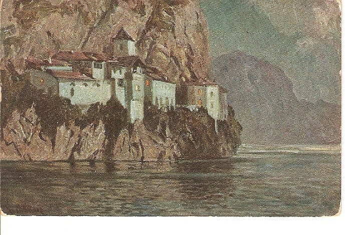 Postal 022334 : Postal coloreada. Lago Maggiore, Santa Caterina del Sasso