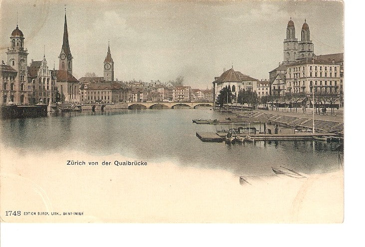 Postal 022340 : Pintura. Zürich von der Quaibrücke
