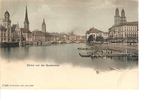 Postal 022340 : Pintura. Zürich von der Quaibrücke