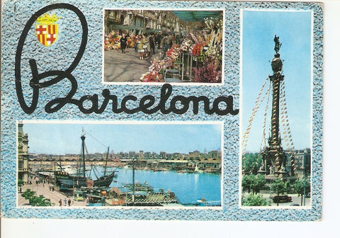 Postal 022458 : Puerto Colon - Rambla de las Flores (Barcelona)
