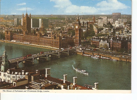 Postal 022655 : Big Ben, The Houses of Parliament and Westminster Bridge, London