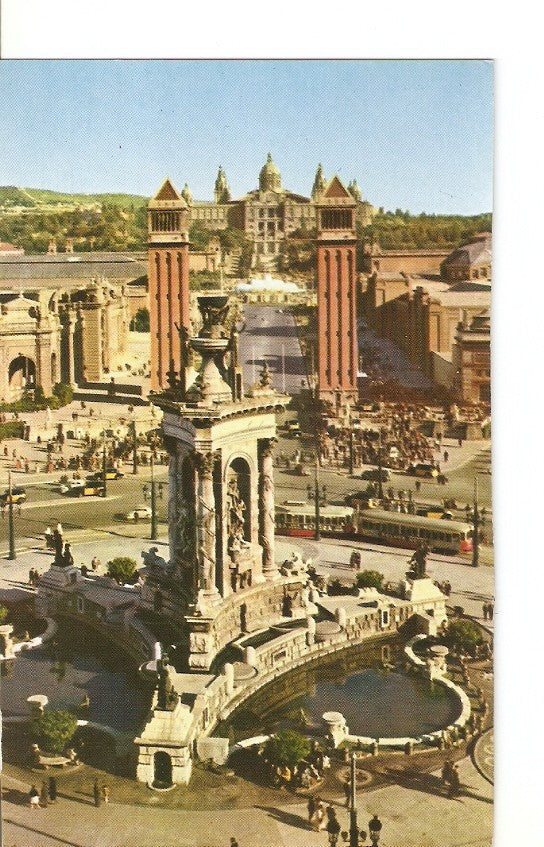 Postal 022921 : Plaza de España, Fuente Monumental, Barcelona