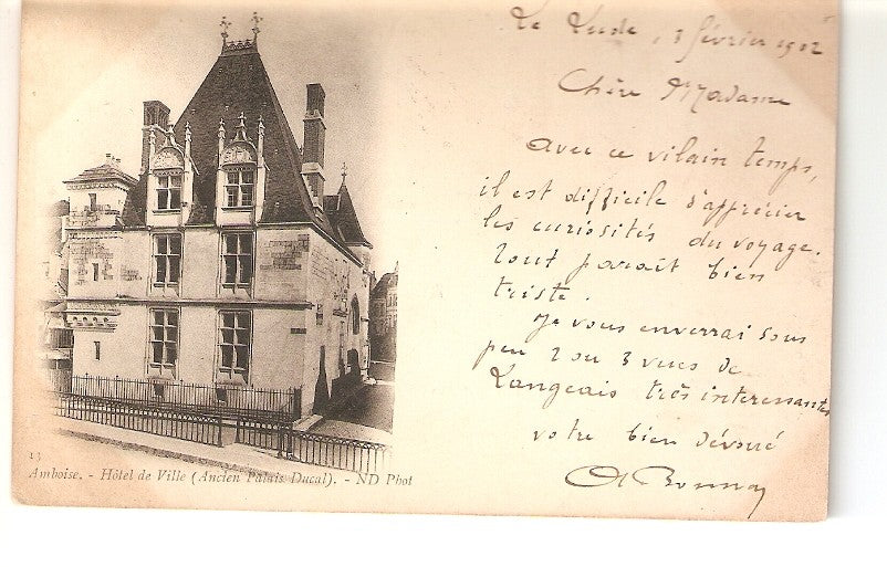 Postal 023058 : Amboise, Hotel de Ville (Ancien Palais Ducal)