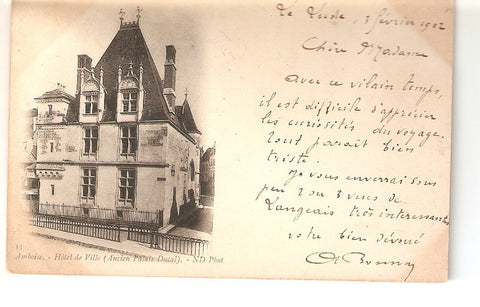 Postal 023058 : Amboise, Hotel de Ville (Ancien Palais Ducal)