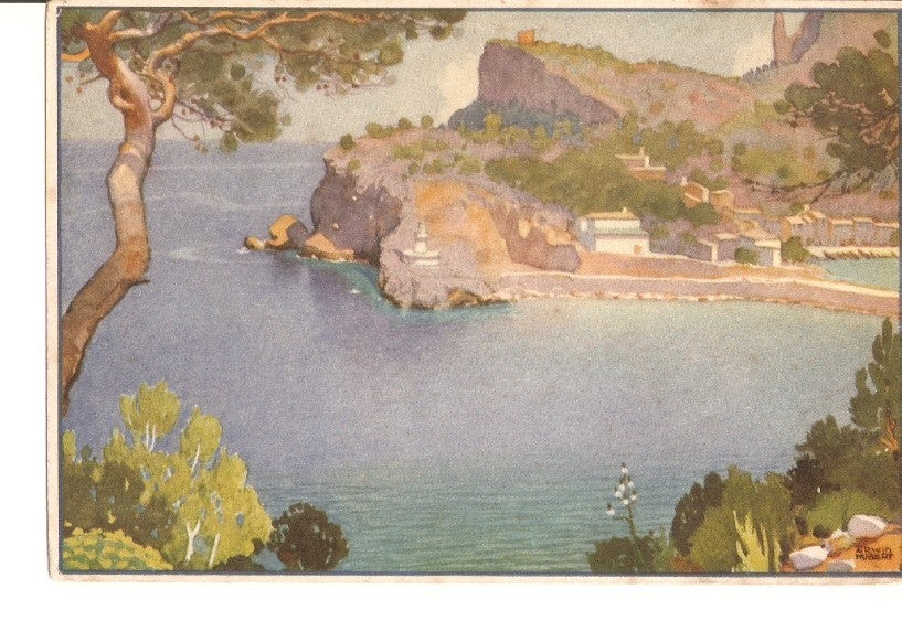 Postal 023186 : Pintura, entrada al puerto de Soller
