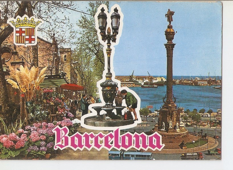 Postal 023263 : Ramblas, Monumento a Colon y Fuente de Canaletas, Barcelona