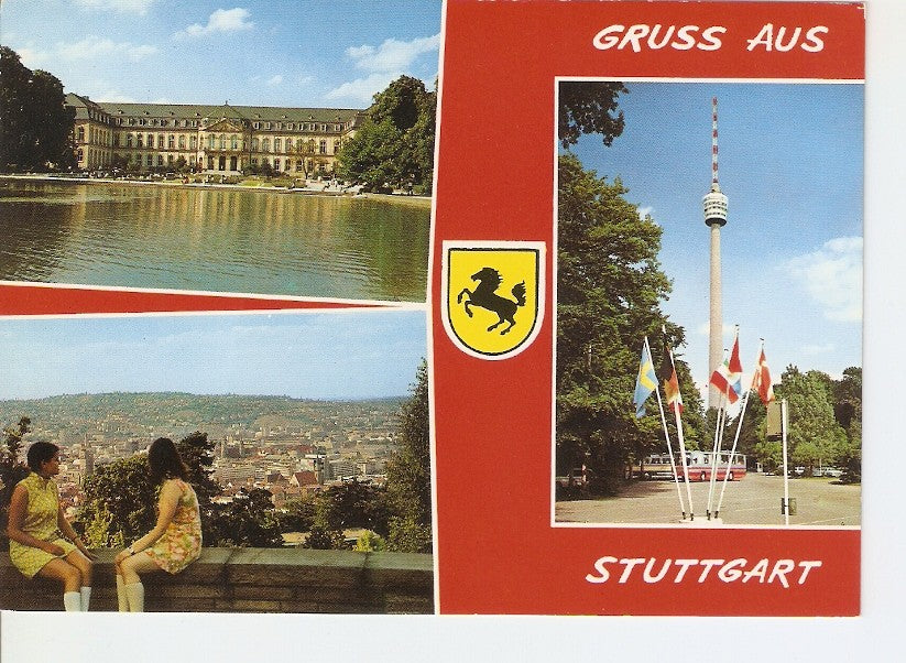 Postal 023304 : Neues Scholoss blick von der Villa Weissenburg Fernsehtum, Stuttgart