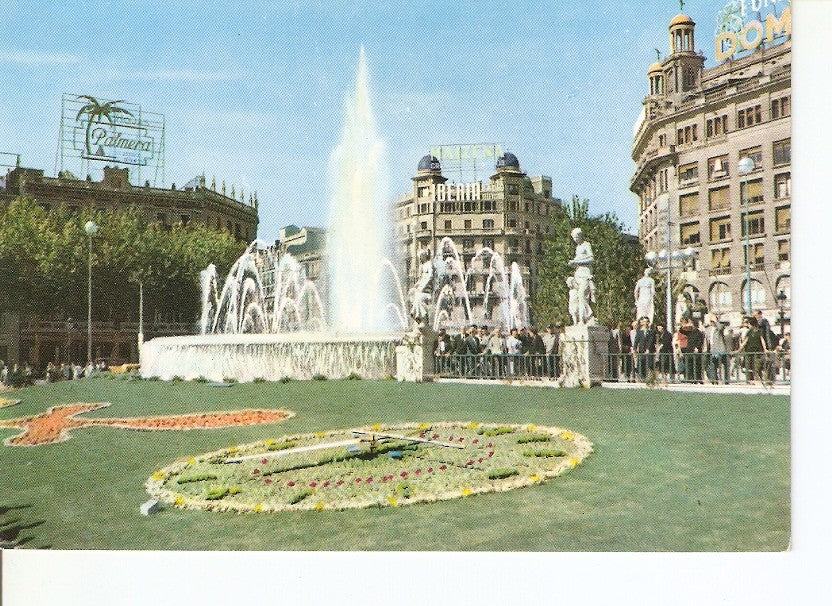Postal 023307 : Plaza Cataluña, reloj Floral, Barcelona