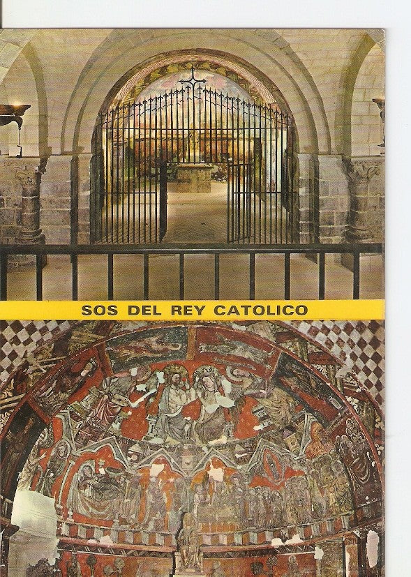 Postal 023375 : SOS del Rey Catolico, Cripta del Perdon, Romanico s. XII, Pinturas murales