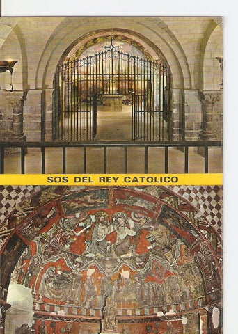 Postal 023375 : SOS del Rey Catolico, Cripta del Perdon, Romanico s. XII, Pinturas murales