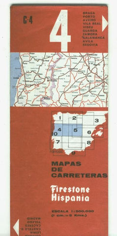 Mapas Firestone C-4: Braga,Porto,Zamora,Salamanca,Avila,Segovia,Coimbra,Leiria,Caceres,Toledo,Madrid