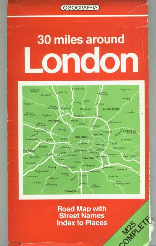 Mapa de carretera: 30 miles around London