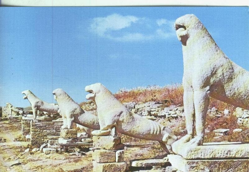 Postal 000708: Arte Griego: Avenida de los leones, isla de Delos, templo de Apolo