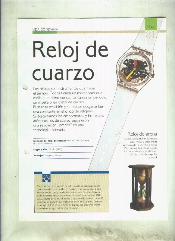 Reloj de cuarzo:  son 4 paginas y 