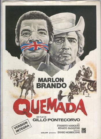 Caratula cine: Quemada (Marlon Brando,  musica Ennio Morricone)