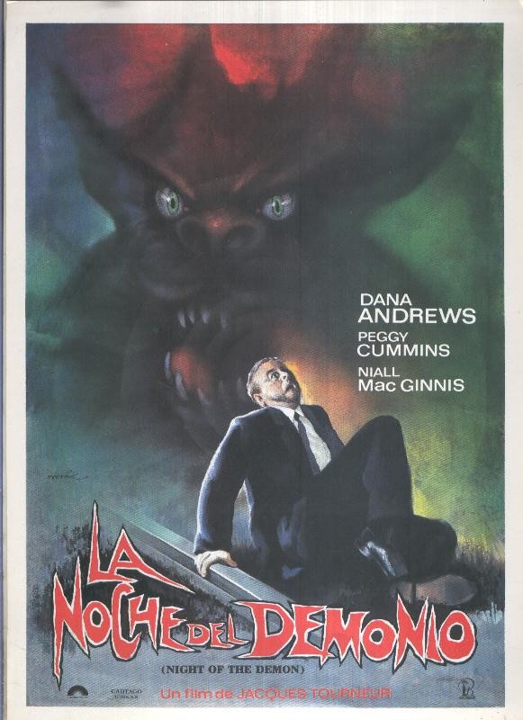 Caratula cine: La noche del demonio (Dana Andrews, Peggy Cummins)
