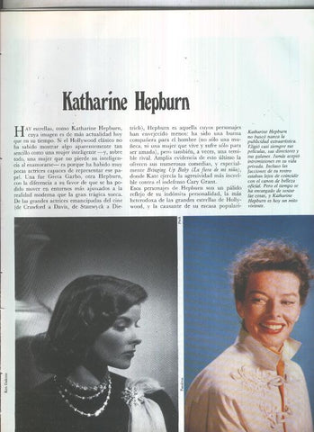 Katharine Hepburn: 23 paginas, 53 fotos color y blanco/negro