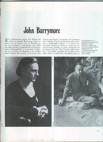 John  Barrymore: 15 paginas, 29 fotos color y blanco/negro