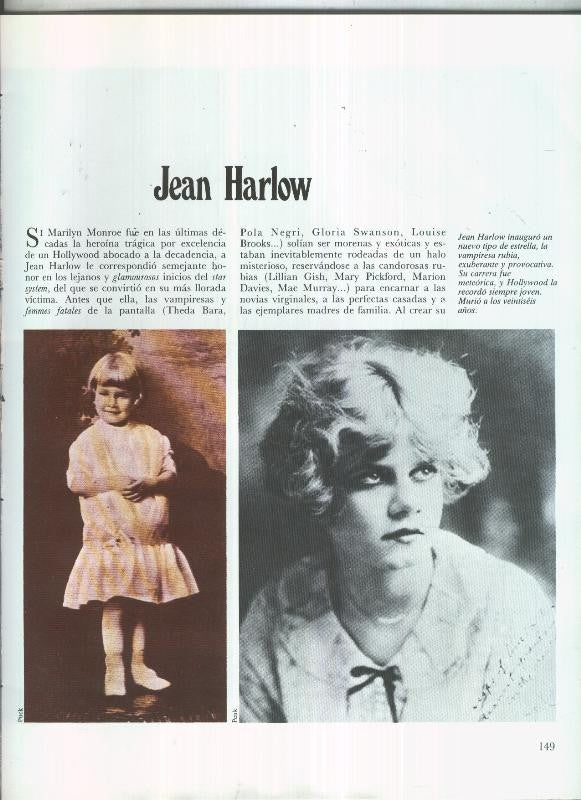 Jean Harlow: 19 paginas, 43 fotos color y blanco/negro