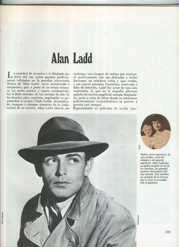 Alan Ladd: 17 paginas, 33 fotos color y blanco/negro