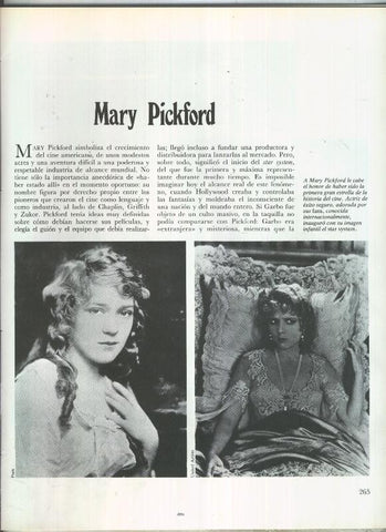 Mary Pickford: 19 paginas, 30 fotos color y blanco/negro (señal haber cogido humedad, papel