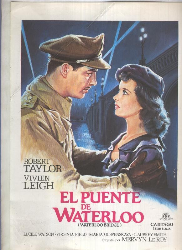 Caratula cine: El puente de Waterloo (Robert Taylor - Vivien Leigh)