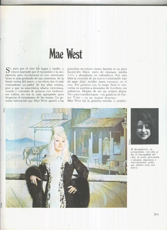 Mae West: 19 paginas, 41 fotos color y blanco/negro