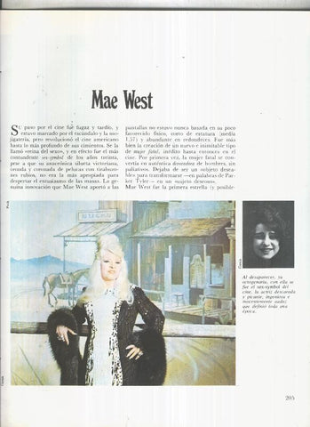 Mae West: 19 paginas, 41 fotos color y blanco/negro