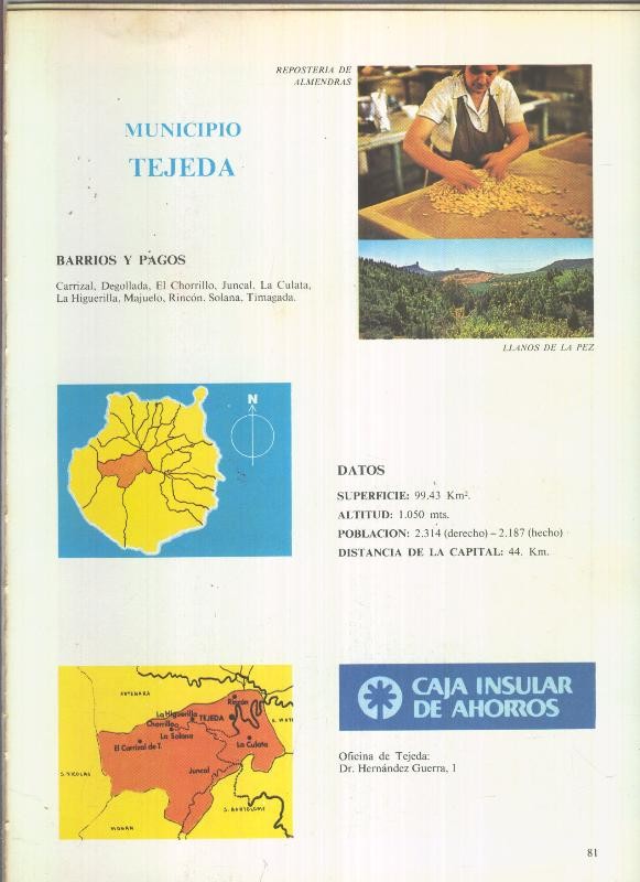 Municipio Canario de Tejeda: 4 paginas, 9 fotos color