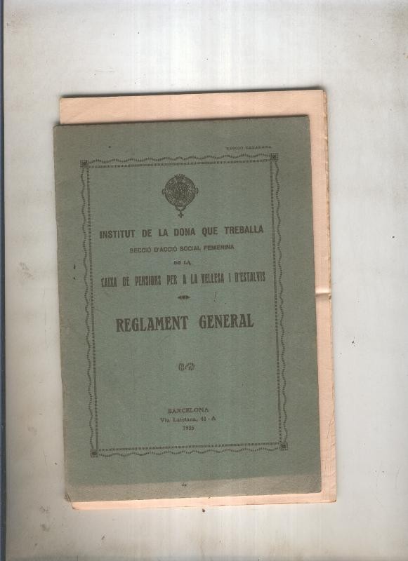 Institut de la dona que treballa. Reglament general