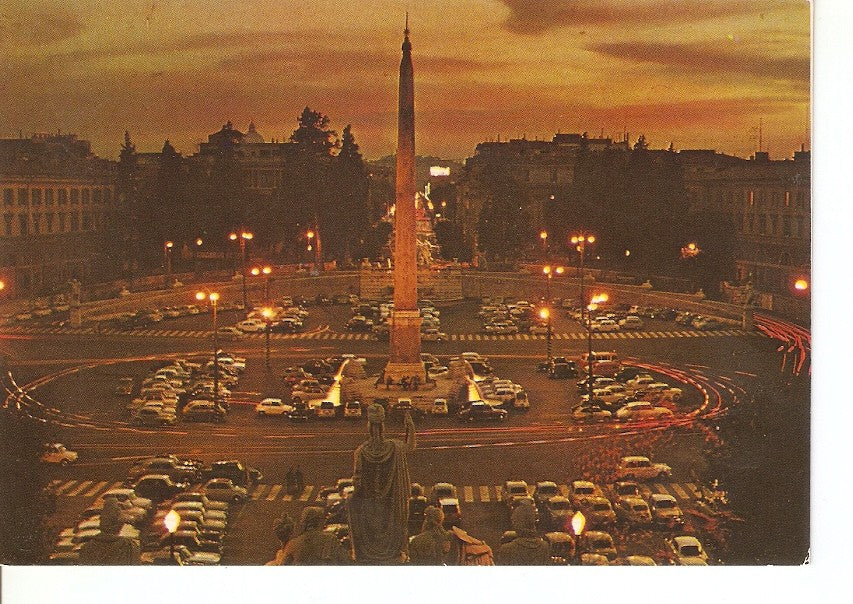 Postal 026635 : Roma. Piazza del Popolo di notte