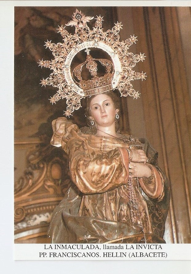 Postal 026701 : La inmaculada, llamada La Invicta, PP. Franciscanos, Hellin (Albacete)