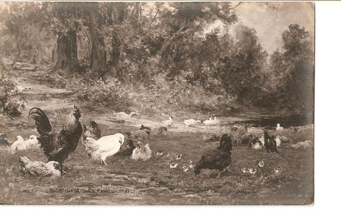 Postal 027087 : Salon des Artistes Français, Cons et Poules