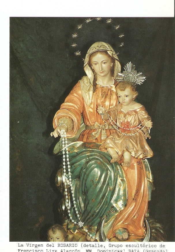 Postal 027177 : La Virgen del Rosario (detalle, Grupo escultorico de Francisco Liza Alarcon. MM. Dominicas) Baza (Granada)