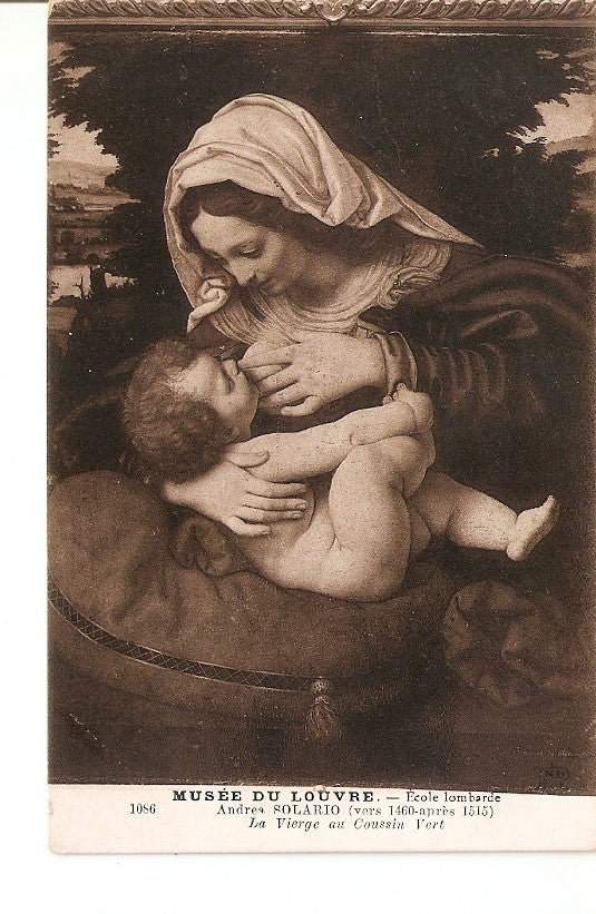 Postal 027317 : Musee du Louvre, Ecole lombarde. Andres Solario. La Vierge au Coussin Vert