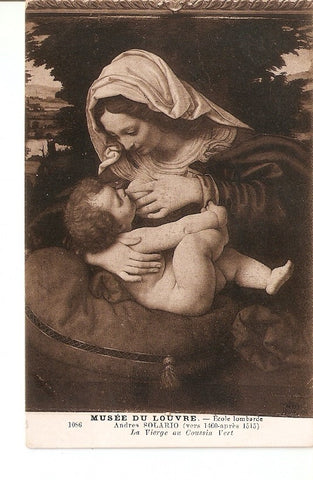 Postal 027317 : Musee du Louvre, Ecole lombarde. Andres Solario. La Vierge au Coussin Vert