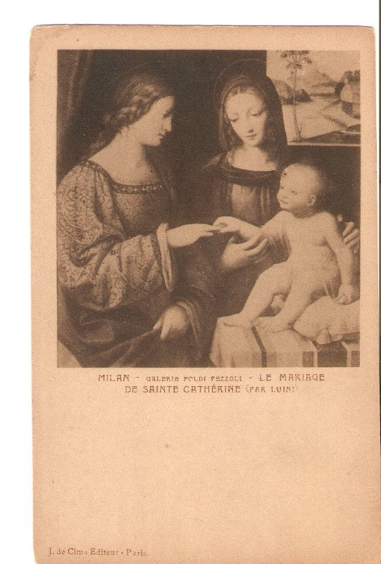 Postal 027399 : Milan - Galeria Poldi Fezzoli - Le Mariage de Sainte Catherine (Par Luini)