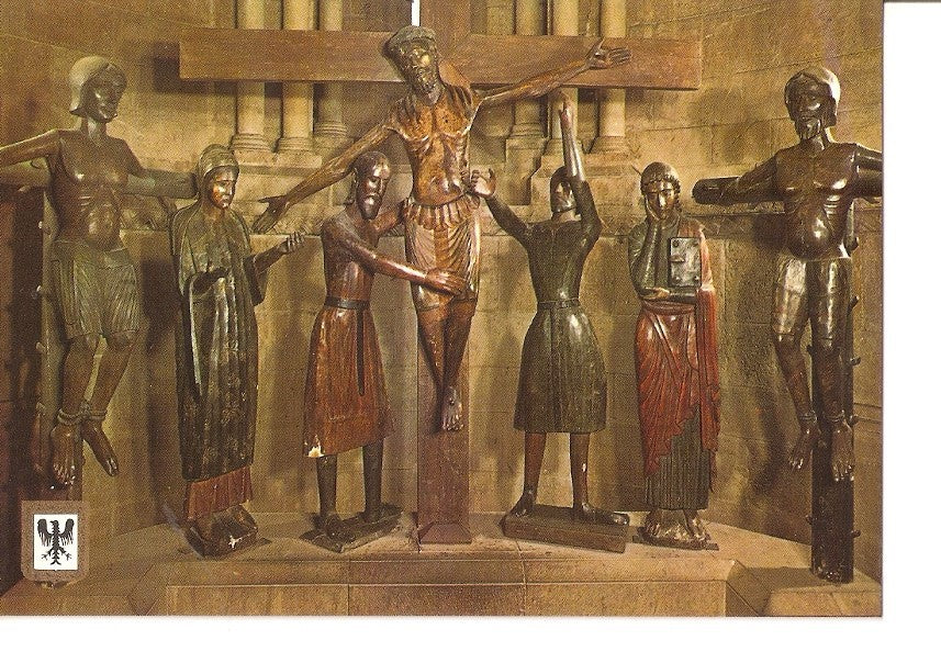 Postal 027429 : Catalunya Romanica. San Joan de les Abadesses. Grupo escultorico del Santisimo Misterio (siglo XIII)